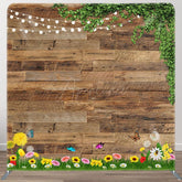 Aperturee - Aperturee Greenery Wildflower Wood Grain Pillow Cover Backdrop
